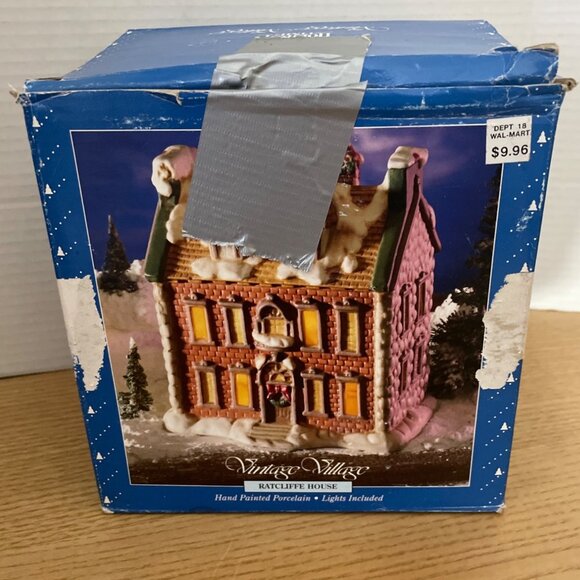 Dickensville Vintage Village Ratcliffe House  2 Story Brick Stone Detail Lighted - Picture 9 of 11